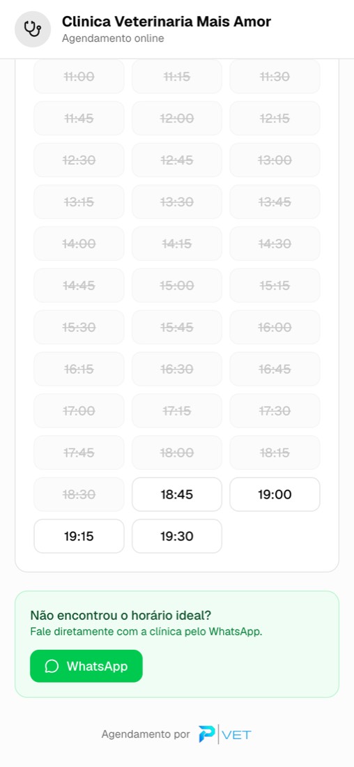Mesmo agendamento visto no celular